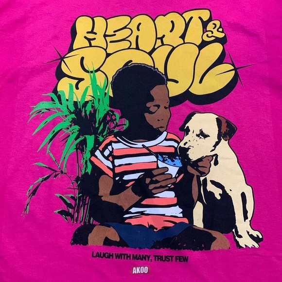 AKOO Graphic T-Shirt Heart Soul Short Sleeve Pink Size 2XL NWT - Picture 2 of 6